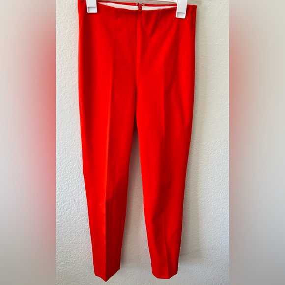 Pearl By Lela Rose Pants - Pearl by Lela Rose Red Susie Tapered Ankle Minimalist Pants SZ 2